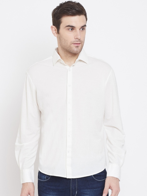 

Crimsoune Club Men White Slim Fit Solid Casual Shirt