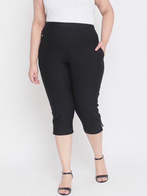 

Amydus Women Black Solid Regular Fit Capris