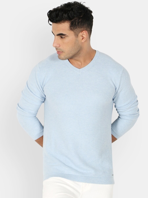 

Octave Men Blue Striped Pullover Sweater