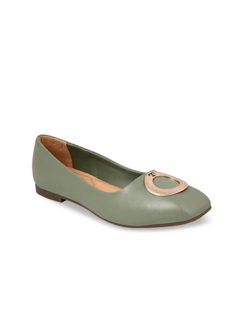 

ZAVO Women Olive Green Solid Ballerinas