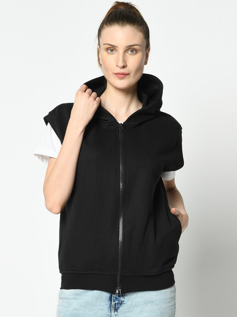 

VIMAL JONNEY Women Black Solid Hooded Sweatshirt