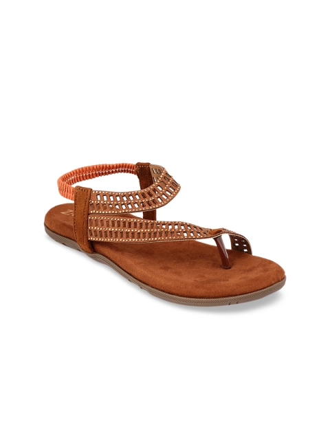

ZAVO Women Tan Embellished One Toe Flats