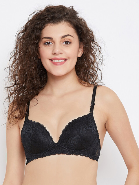 

SECRETS BY ZEROKAATA Black Lace Non-Wired Lightly Padded Everyday Bra SZBLK1802