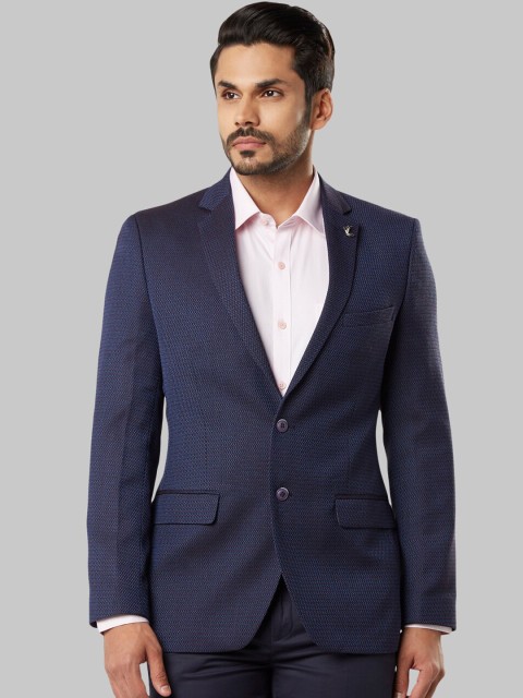 

Raymond Men Blue Self-Design Single-Breasted Formal Blazer