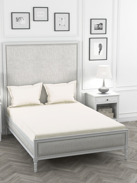 

Portico New York Cream Solid 210 TC Cotton 1 King Bedsheet with 2 Pillow Covers