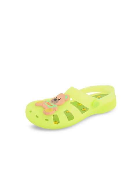 

Yellow Bee Boys Green Printed LED Clogs