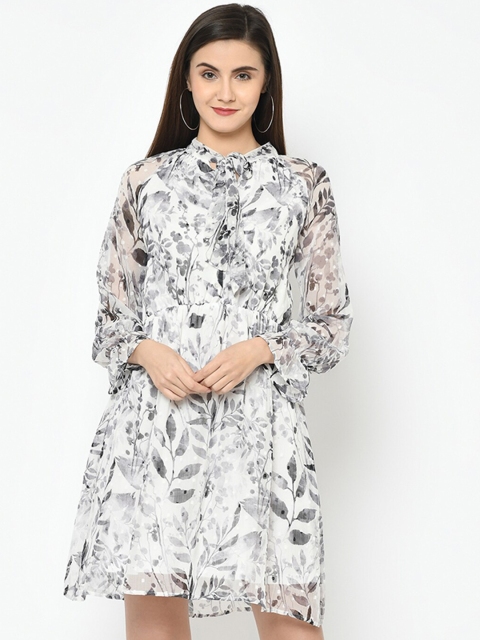 

Latin Quarters Women Off-White Printed A-Line Dress