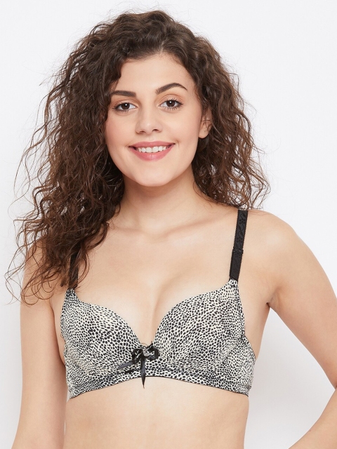 

SECRETS BY ZEROKAATA Black Animal Printed Underwired Lightly Padded Bra SZCHBLK501