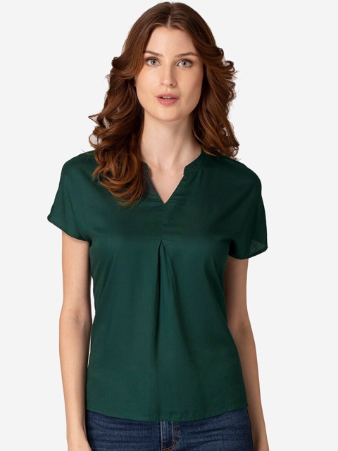 

Mode by Red Tape Women Bottle Green Solid Top