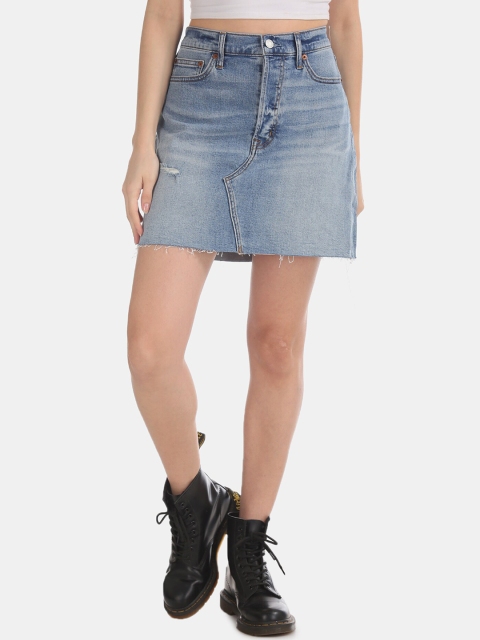 

GAP Women Blue High Rise Denim Mini Skirt
