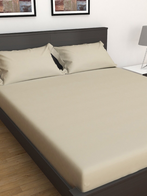 

GRES HOME Beige Solid 250 TC Cotton 1 Extra Large Bedsheet with 2 Pillow Covers