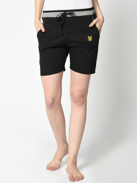 

VIMAL JONNEY Women Black Solid Lounge Shorts