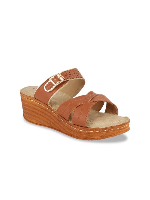 

TRASE Women Tan Brown Solid Wedges