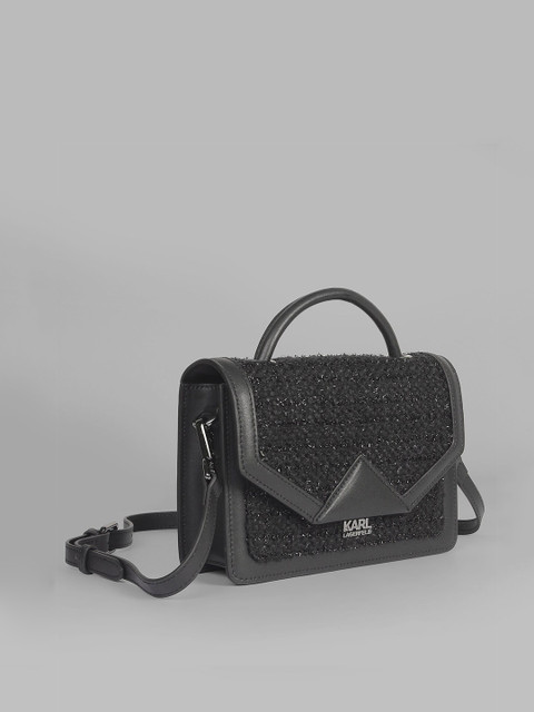 

COVER STORY Black Embellished Leather Satchel Bag