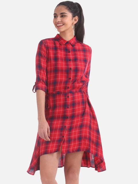 

Cherokee Women Red Checked Shirt Dress