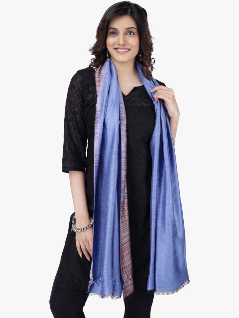 

Scarves & Glitters Women Blue Solid Stole