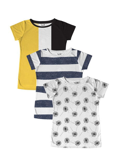 

mezmoda Girls White Printed Round Neck T-shirt