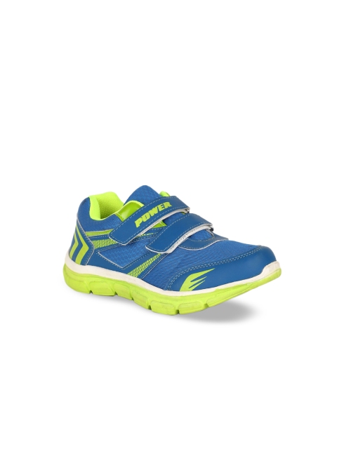 Bata Boys Blue & Fluorescent Green Colourblocked Sneakers