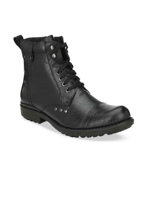 

Delize Men Black Solid High-Top Memory Foam Flat Boots