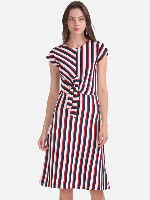 

Cherokee Women White Striped A-Line Dress
