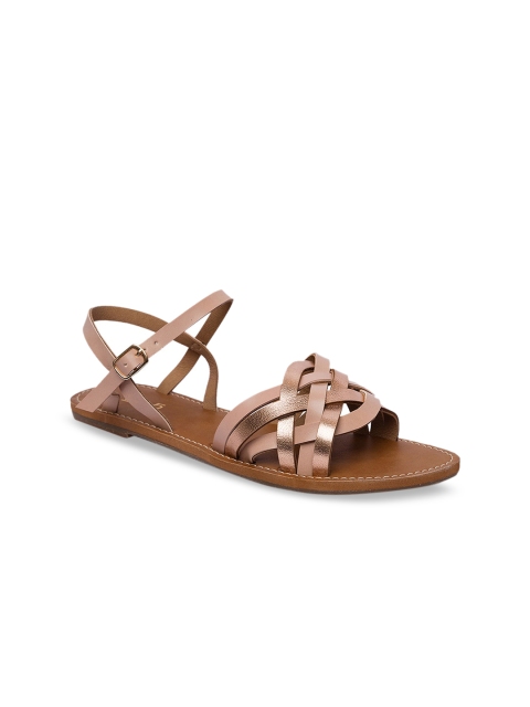 

Inc 5 Women Peach-Coloured Colourblocked Open Toe Flats