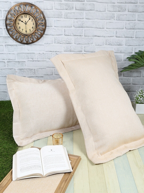

Soumya Set of 2 Beige Solid Pillow Covers