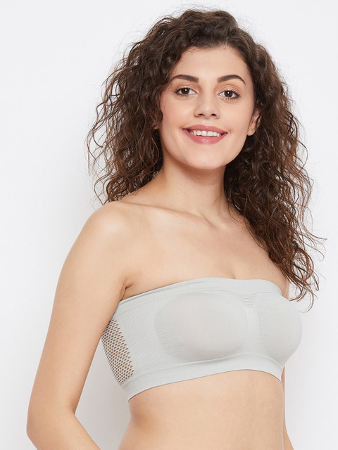 

SECRETS BY ZEROKAATA Grey Solid Non-Wired Non Padded Bandeau Bra SZGRY1001