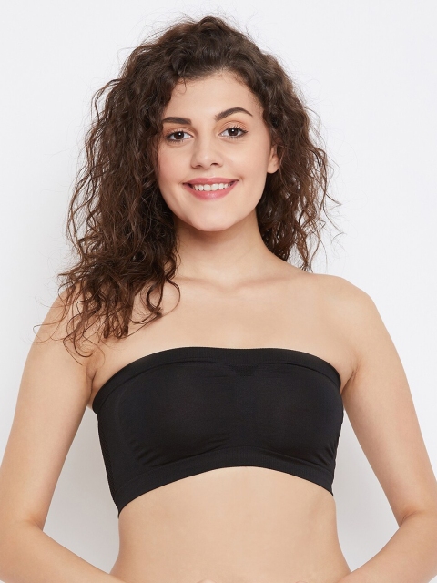 

SECRETS BY ZEROKAATA Black Solid Non-Wired Non Padded Bandeau Bra SZBLK1001