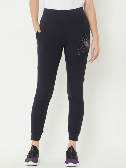 

Sweet Dreams Women Navy Blue & White Solid Slim-Fit Joggers With Side Stripes