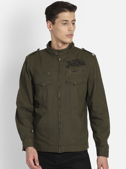 

PUNK Men Olive Green Solid Tailored Jacket