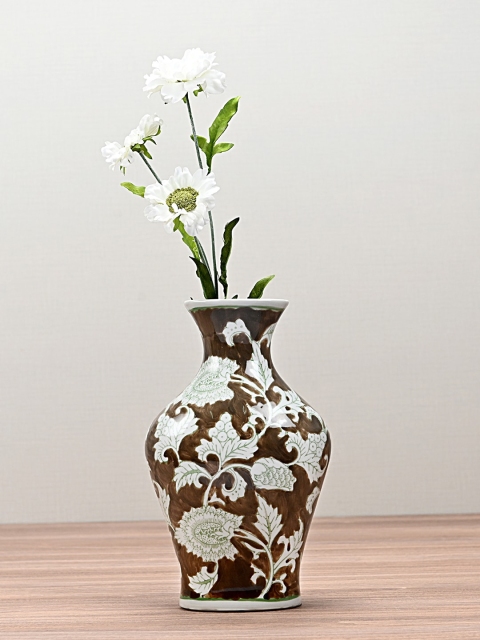 

Pure Home and Living Brown & White Floral Printed Ceramic Vases
