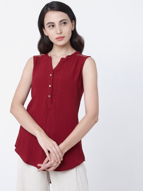 

Deal Jeans Women Maroon Solid A-Line Top