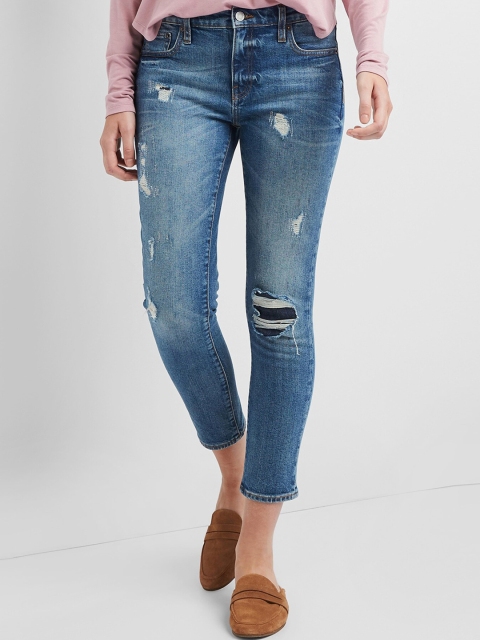 

GAP Women Blue Slim Fit Mid-Rise Mildly Distressed Stretchable Jeans