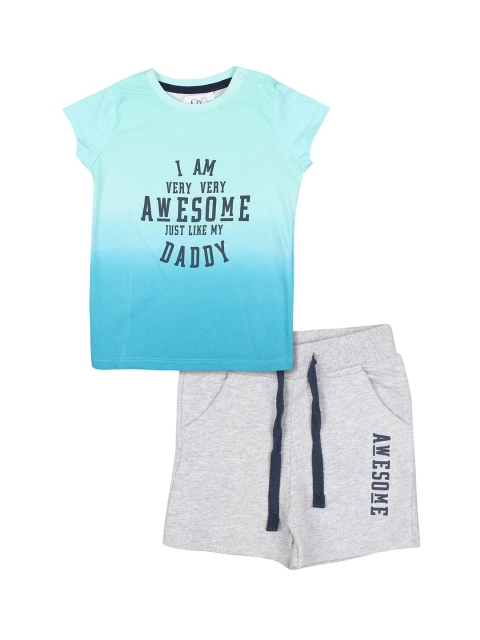 

FLENZA Boys Blue & Grey Printed T-shirt with Shorts