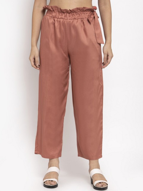 

Baani Creations Women Pink Smart Straight Fit Solid Parallel Trousers
