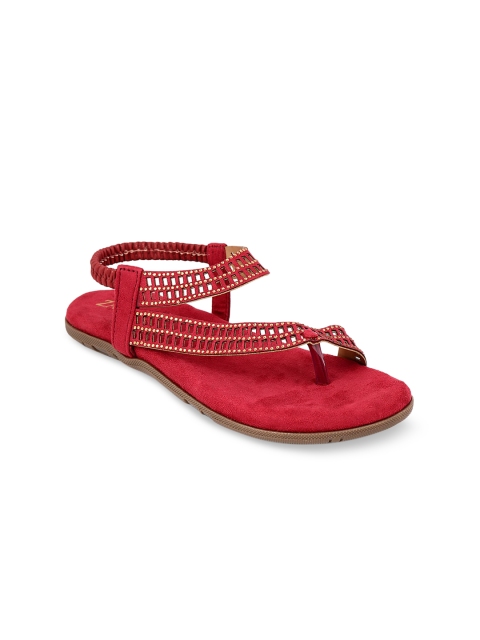 

ZAVO Women Magenta Embellished One Toe Flats