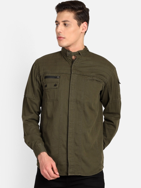 

PUNK Men Olive Green Regular Fit Solid Casual Shirt