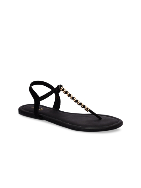 

Inc 5 Women Black Solid T-Strap Flats