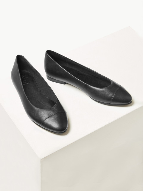

Marks & Spencer Women Black Solid Leather Ballerinas