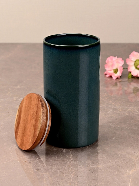 

Pure Home and Living Green & Brown Solid Ceramic Storage Jar