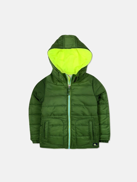 

Cherry Crumble Unisex Kids Green Solid Padded Jacket