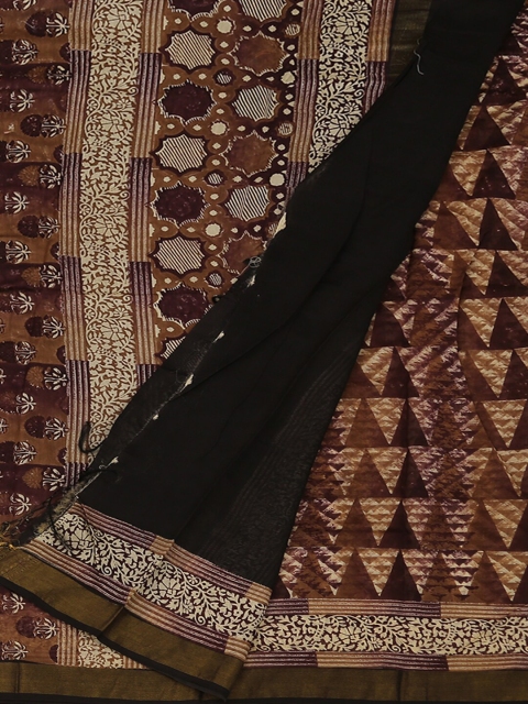 

Pothys Brown Printed Cotton Blend Saree