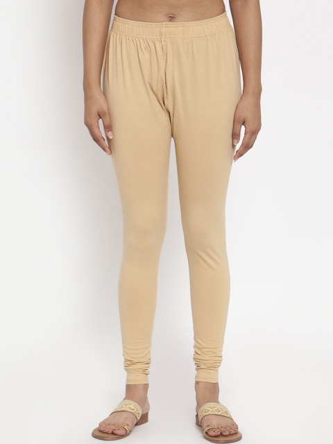 

TAG 7 Women Beige Solid Churidar-Length Leggings