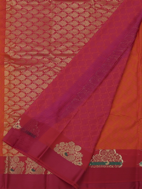 

Pothys Orange & Gold-Toned Art Silk Woven Design Saree