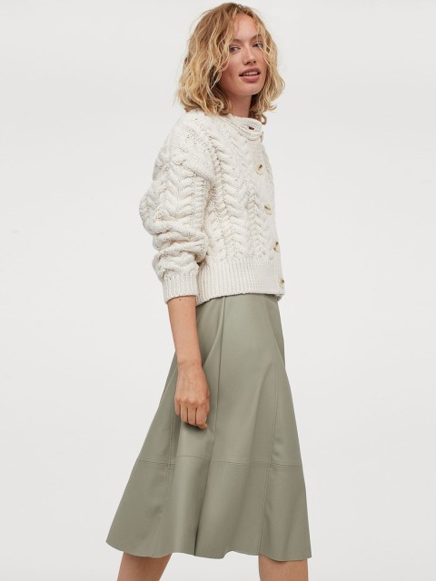 

H&M Women Grey Imitation Leather Skirt