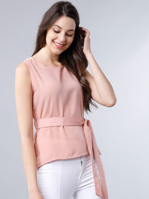 

Tokyo Talkies Women Pink Solid A-Line Top