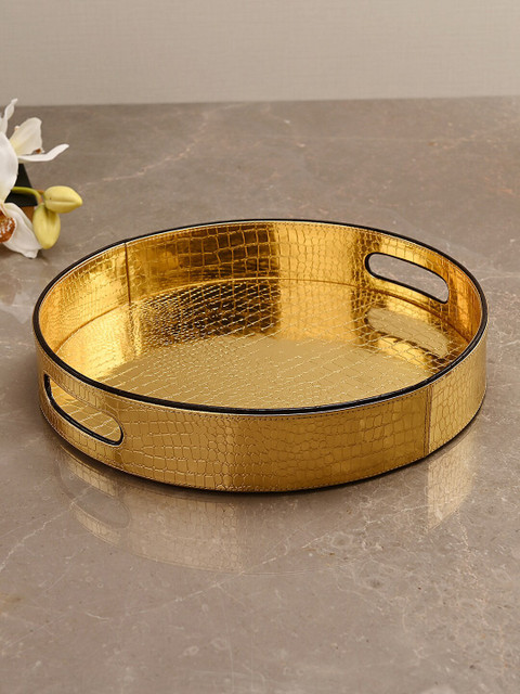 

Pure Home and Living Gold-Toned Textured Croco Round Tray