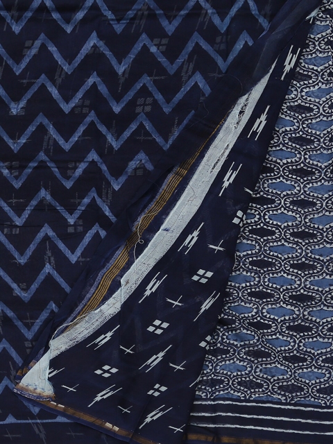 

Pothys Navy Blue Printed Cotton Blend Saree