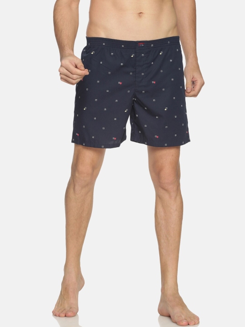 

IVOC Men Navy Blue & White Printed Pure Cotton Boxers IOMBS02SC03L35-3782B