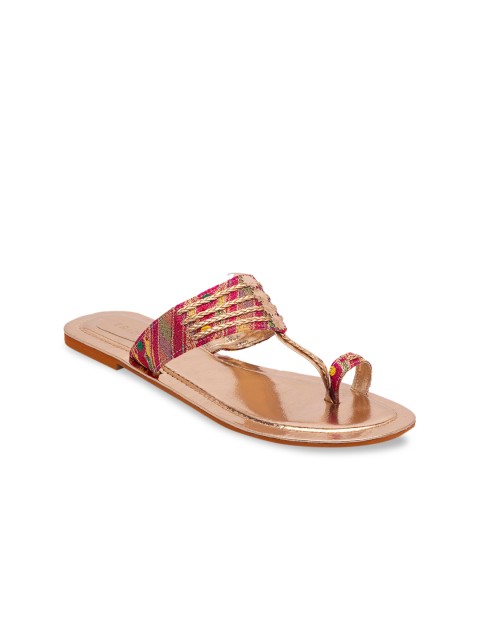 

ERIDANI Women Rose Gold Embellished One Toe Flats
